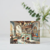 Tiny Coffeeshop in Fez Marokko Postkarte (Stehend Vorderseite)