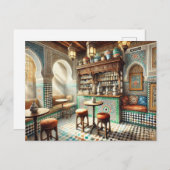 Tiny Coffeeshop in Fez Marokko Postkarte (Vorne/Hinten)