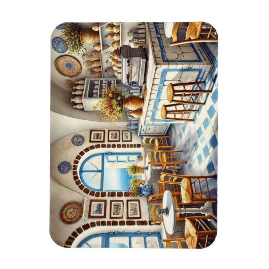 Tiny Coffeeshop in Santorini Magnet (Vertikal)