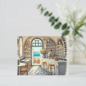 Tiny Coffeeshop in Santorini Postkarte (Stehend Vorderseite)