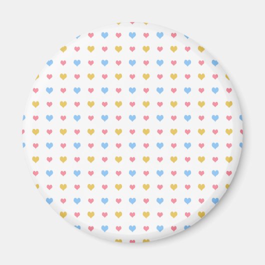 Tiny Colorful Hearful Pattern Pink Blau Gelb Magnet (Vorne)