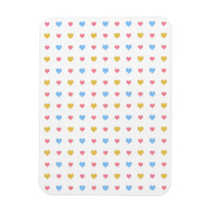 Tiny Colorful Hearful Pattern Pink Blau Gelb Magnet