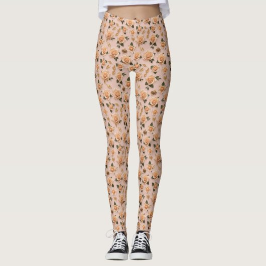 Tiny Cream And Gold Roses  Leggings (Vorderseite)
