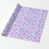 Tiny cute white blue pink floral pattern geschenkpapier (Ungerollt)