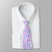 Tiny cute white blue pink floral pattern krawatte (Gebunden)