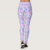 Tiny cute white blue pink floral pattern leggings (Rückseite)