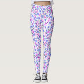 Tiny cute white blue pink floral pattern leggings (Vorderseite)