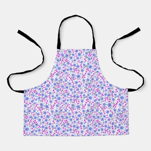 Tiny cute white blue pink floral pattern schürze (Vorderseite)