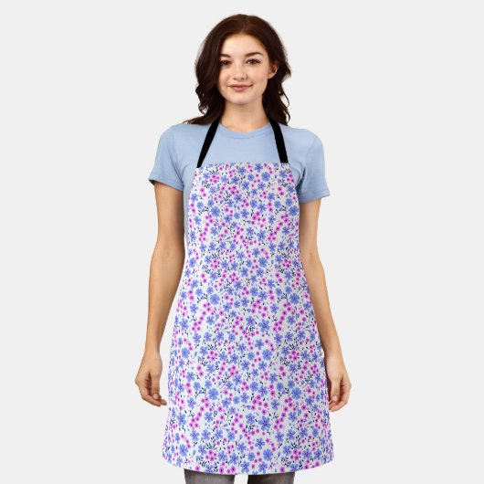 Tiny cute white blue pink floral pattern schürze (Getragen)