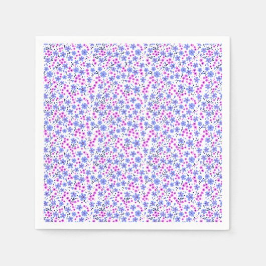 Tiny cute white blue pink floral pattern serviette (Vorderseite)