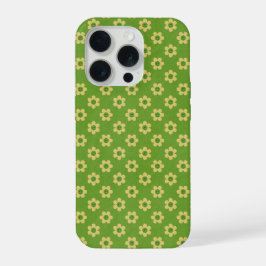 Tiny daisies ,happy face, mid green Phone Case iPhone 15 Pro Hülle