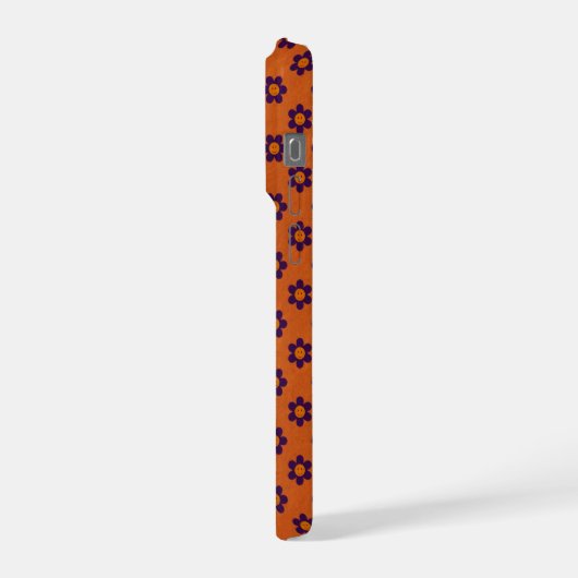 Tiny Daisies happy faces, burnt orange Phone Case iPhone Hülle (Linke Seite)