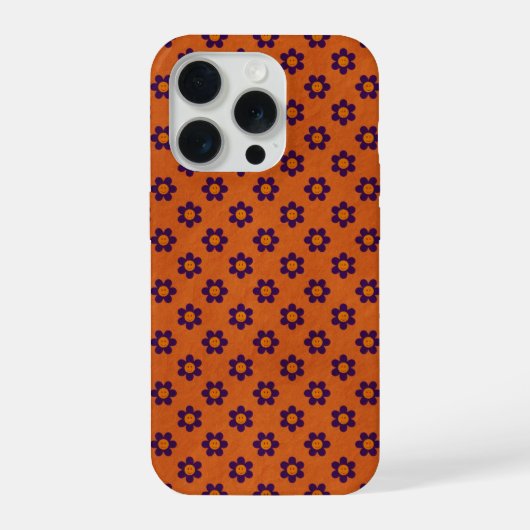 Tiny Daisies happy faces, burnt orange Phone Case iPhone Hülle (Rückseite)