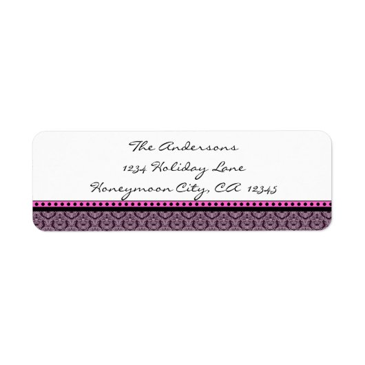 Tiny Damask Black & Bright Pink Address Labels #2 (Vorne)