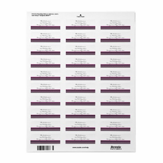 Tiny Damask Black & Bright Pink Address Labels #2 (Vorne)