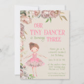 Tiny Dancer Ballerina Dritter Geburtstag Einladung (Vorderseite)