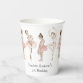 Tiny Dancer Ballerina Pink Girls Birthday Pappbecher (Rückseite)