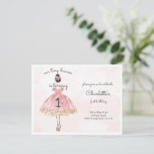 Tiny Dancer Pink Ballet Dancer Einladung (Stehend Vorderseite)