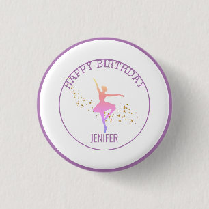 Tiny Dancer   Pink Floral Ballet Geburtstagsparty Button