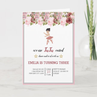 Tiny Dancer | Pink Floral Ballet Geburtstagsparty Einladung