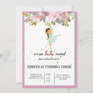 Tiny Dancer | Pink Floral Ballet Geburtstagsparty Einladung