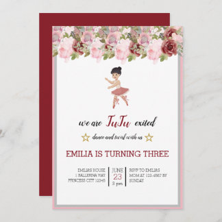Tiny Dancer | Pink Floral Ballet Geburtstagsparty Einladung