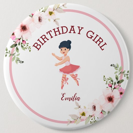 Tiny Dancer | Rosa Blumenballett Geburtstagsparty  Button (Vorderseite)