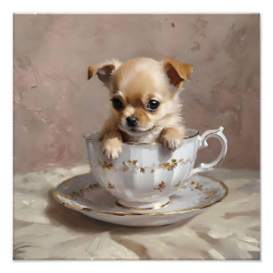 Tiny Delight: Chihuahua-Welpe in einem Teacup, Fotodruck