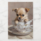 Tiny Delight: Chihuahua-Welpe in einem Teacup, Lebensmitteletikett (Einzelnes Label)