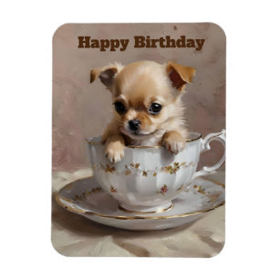Tiny Delight: Chihuahua-Welpe in einem Teacup, Magnet