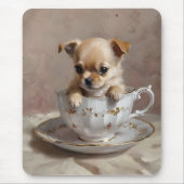 Tiny Delight: Chihuahua-Welpe in einem Teacup, Mousepad (Vorne)