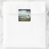 Tiny distant einsam house quadratischer aufkleber (Tasche)