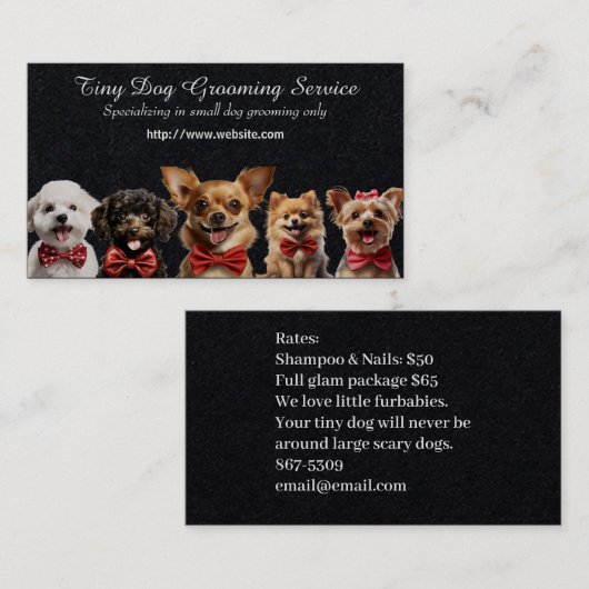 Tiny Dog Grooming Service Visitenkarte (Vorne/Hinten)
