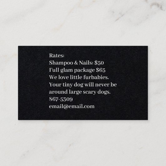 Tiny Dog Grooming Service Visitenkarte (Rückseite)