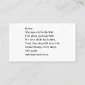 Tiny Dog Grooming Service Visitenkarte (Rückseite)