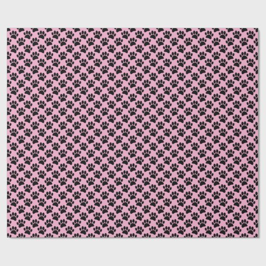 Tiny Dog Paw Print Pattern In Black and Pink Geschenkpapier (Flach)