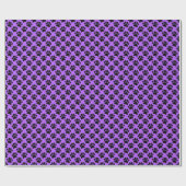 Tiny Dog Paw Print Pattern In Black and Purple Geschenkpapier (Flach)