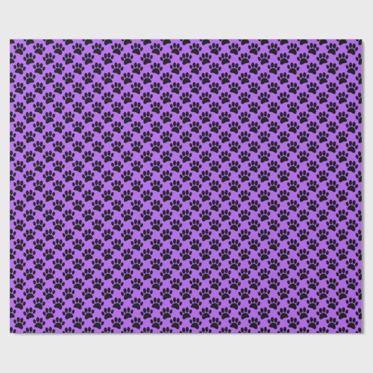 Tiny Dog Paw Print Pattern In Black and Purple Geschenkpapier (Flach)