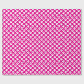 Tiny Dog Paw Print Pattern In White and Hot Pink Geschenkpapier (Flach)