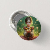 Tiny Dragon Keeper mit Schmetterlingen Button (Vorne & Hinten)