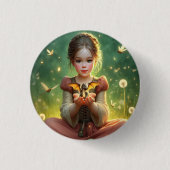 Tiny Dragon Keeper mit Schmetterlingen Button (Vorderseite)