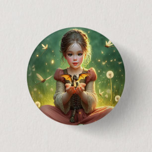 Tiny Dragon Keeper mit Schmetterlingen Button