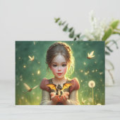 Tiny Dragon Keeper mit Schmetterlingen Einladung (Stehend Vorderseite)