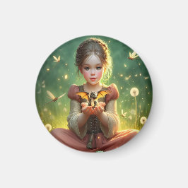 Tiny Dragon Keeper mit Schmetterlingen Magnet