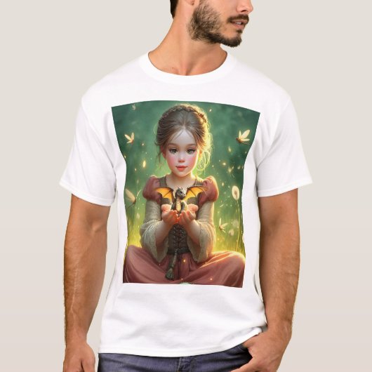 Tiny Dragon Keeper mit Schmetterlingen T-Shirt (Vorderseite)