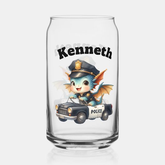 Tiny Dragon-Offizier, der ein charmantes Polizeiau Dosenglas (Rückseite)