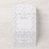 Tiny Dusty Blue Floral mit QR Code All In One Einladung (Außenbereich)