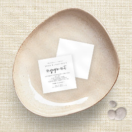 TINY| Einfache Skript-Schwarz-weiße Verlobung einl Mitteilungskarte