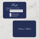 Tiny Elegant Minimal Navy Blue Wedding RSVP Begleitkarte (Vorne/Hinten)