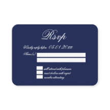 Tiny Elegant Minimal Navy Blue Wedding RSVP